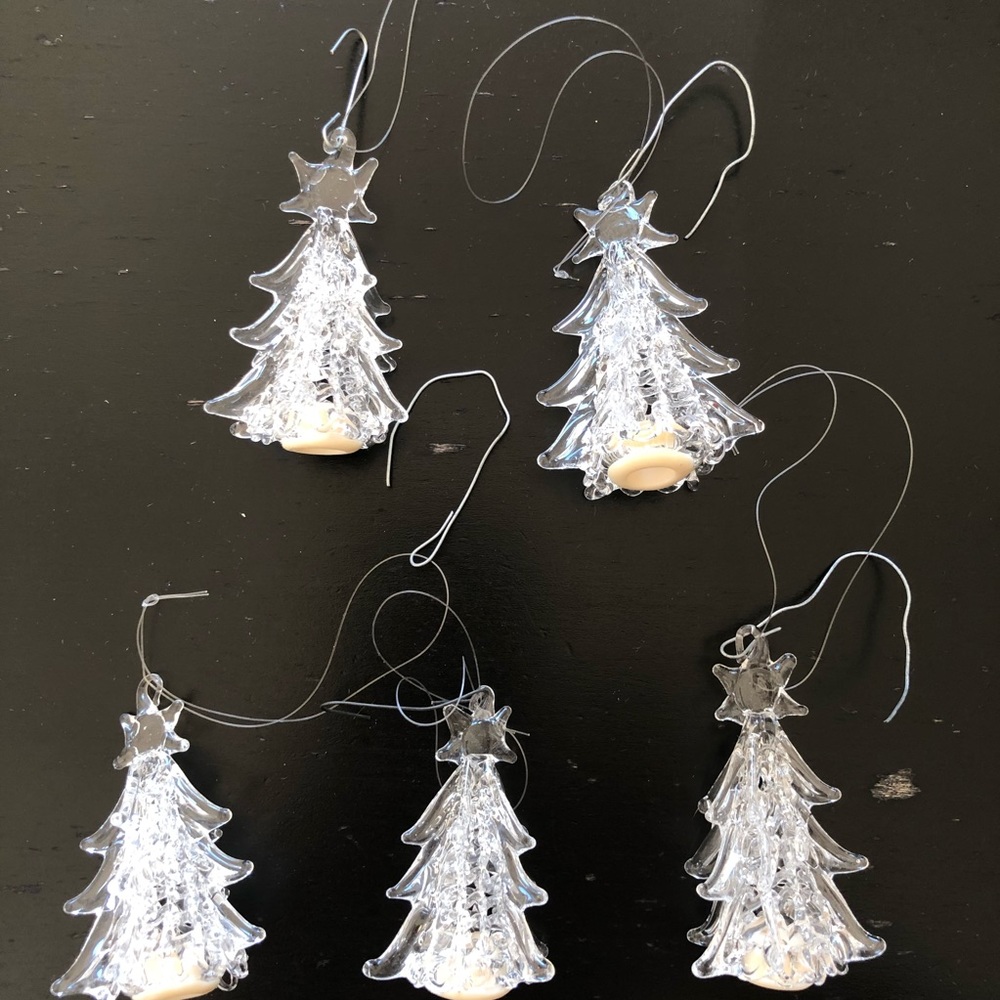 5 Vintage Spun Glass Christmas Tree Ornaments
